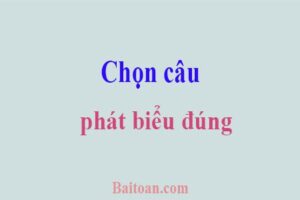 Chọn câu phát biểu đúng trong các câu sau