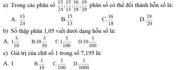 Bài toán phân số, hỗn số, số thập phân - Toán lớp 5