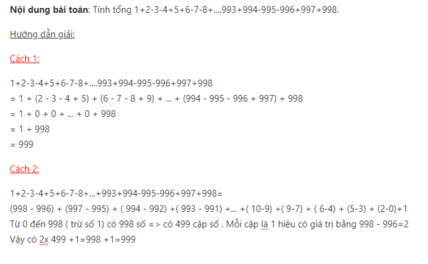 Giải bài toán tính tổng lớp 6 bằng 2 cách
