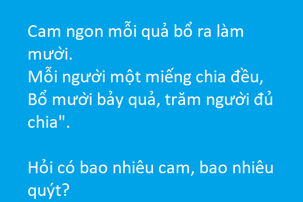 Hỏi có bao nhiêu cam, bao nhiêu quýt?