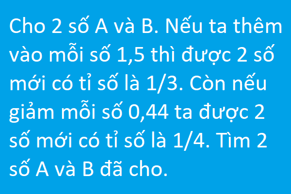 Bài toán tìm 2 số A và B - Toán tiểu học