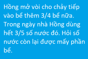 Bài toán tìm số nước còn lại trong bể - Toán tiểu học