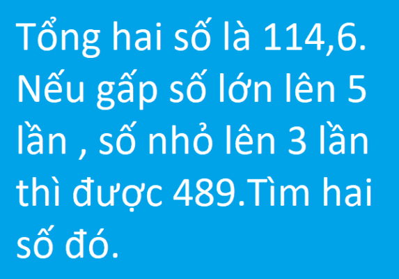 Bài toán tìm 2 số khi biết tổng và điều kiện cho trước