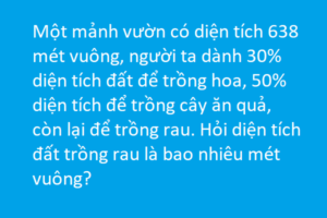 Bài toán tính diện tích đất trồng rau theo % - Toán cấp 1