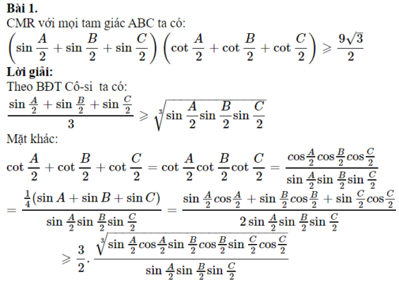 Một số bài toán chứng minh BĐT lượng giác có lời giải