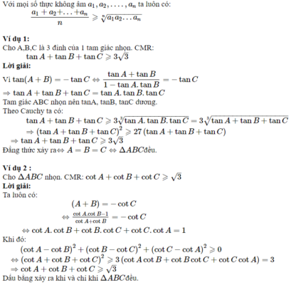 Sử dụng BĐT Cauchy để chứng minh BĐT lượng giác