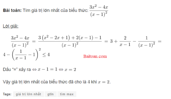 Giải bài toán tìm giá trị lớn nhất lớp 8