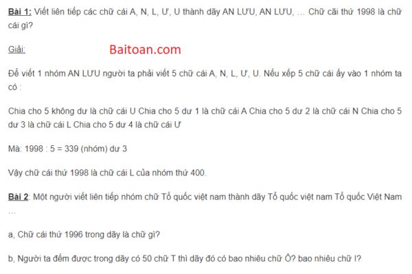 Bài toán: Viết liên tiếp một nhóm chữ số hoặc chữ cái