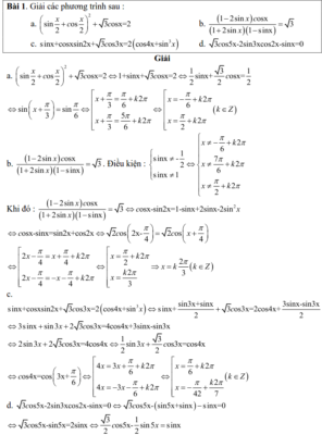 Bài tập phương trình bậc nhất đối với sinX và cosX có lời giải