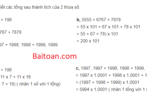 Bài tập viết tổng thành tích của 2 thừa số