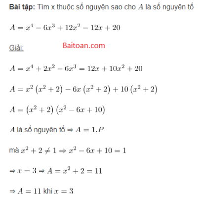 Tìm x thuộc số nguyên sao cho A là số nguyên tố