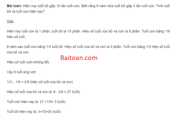 Tính tuổi bố và tuổi con hiện nay?