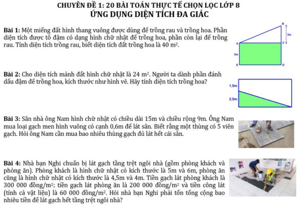 20 bài toán thực tế chọn lọc lớp 8