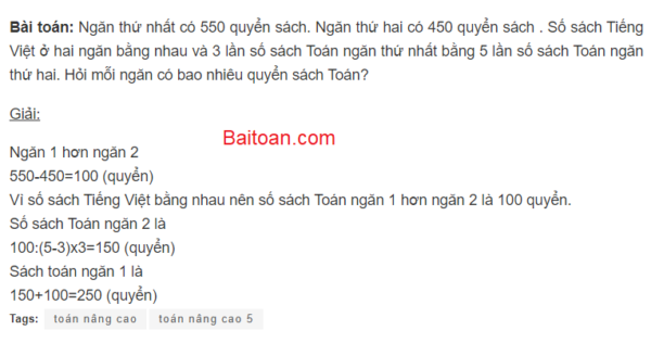 Hỏi mỗi ngăn có bao nhiêu quyển sách Toán?