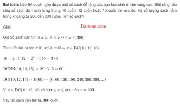 Giải bài toán Bội chung lớp 6 - Tìm số sách