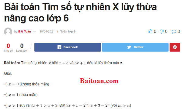 Bài toán Tìm số tự nhiên X lũy thừa nâng cao lớp 6