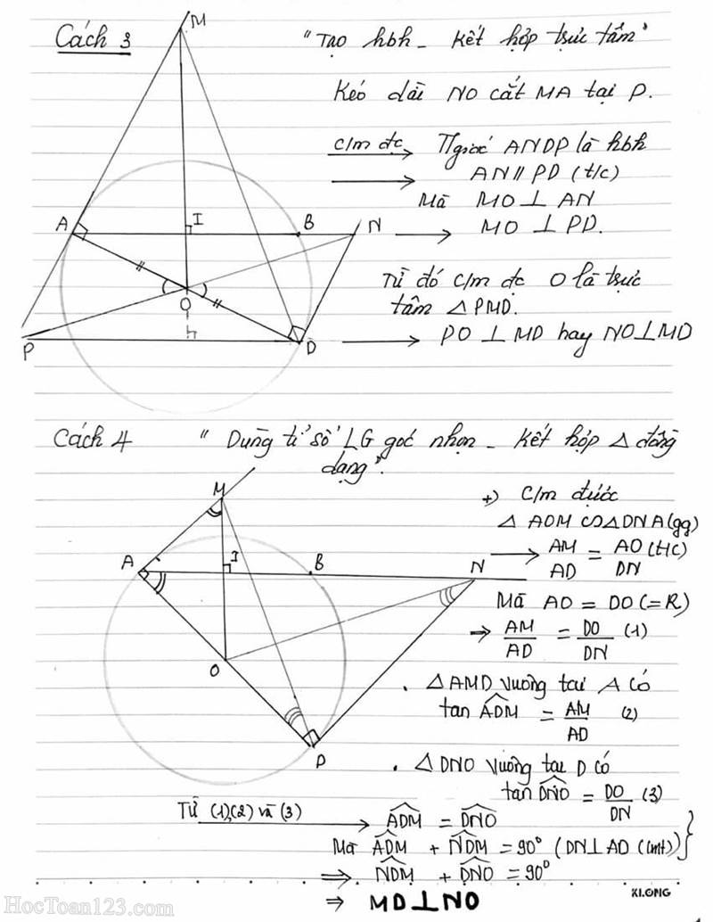 5 cách giải cho một bài toán hình khó thi HK1 lớp 9